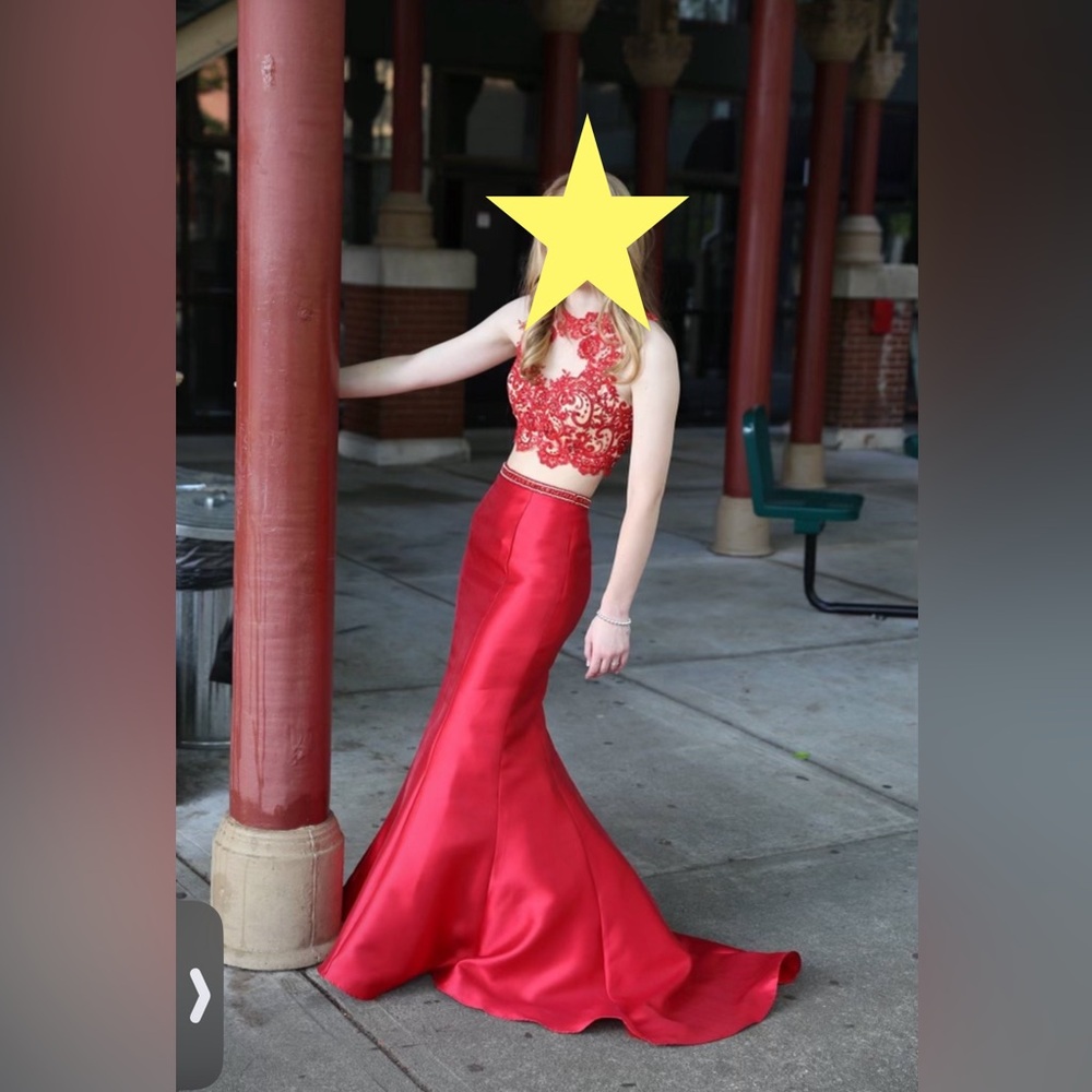 Red two piece mermaid prom dress, worn once